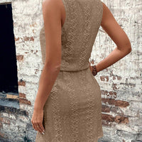 Sleeveless Lace Drawstring Dress