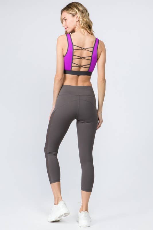 Mesh Side Workout Capri Wt/Pocket