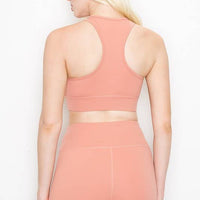 Deep V-Neck Mesh Activewear Sports Bra