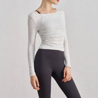 Julia Side Ruched Ribbed Long Sleeve Top