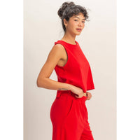 Sleeveless Boxy Fit Crew Neck Top