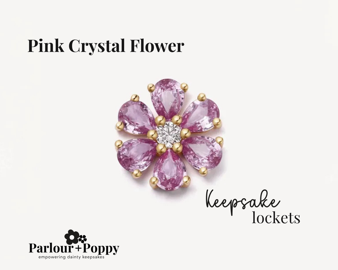 Pink Crystal and Diamond Flower Charm