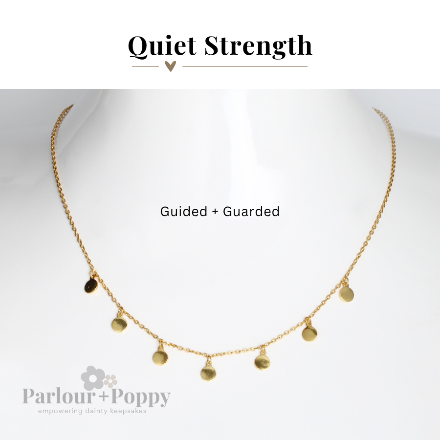 Quiet Strength Guarded and Guided Dainty Medallion Necklace in Silver and Gold