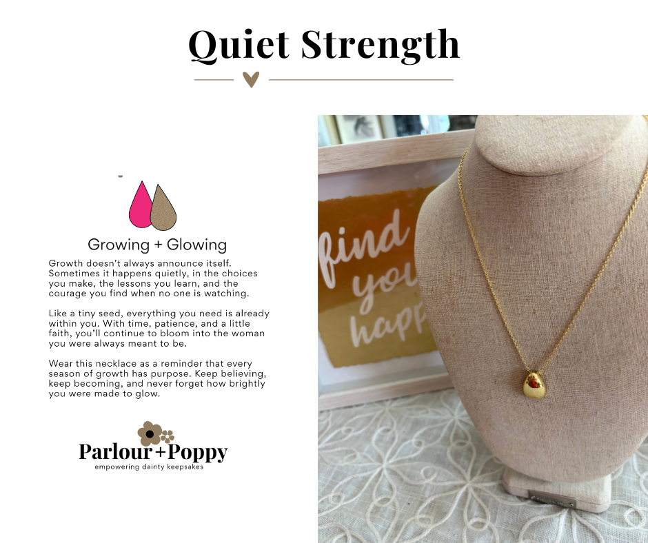 Quiet Strength "Growing and Glowing" Bean Necklace in Silver and Gold