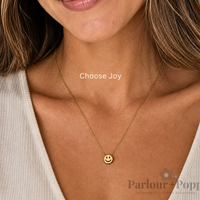 Choose Joy Reversible Smiley Face Necklace in Gold