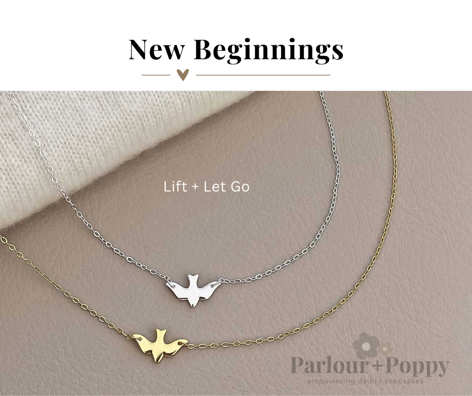 New Beginnings Flying Bird Necklace in Silver and Gold