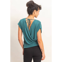 Cowl Back Draped Cap Sleeve Top