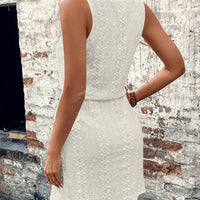 Sleeveless Lace Drawstring Dress