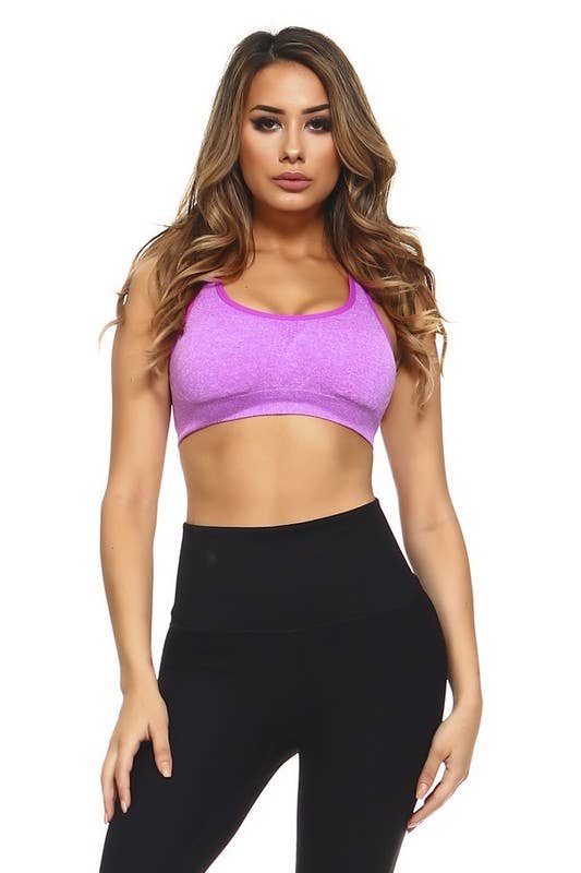 Marled Knit Activewear Sports Bra