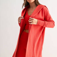 Open Front Longline Hoodie Cardigan