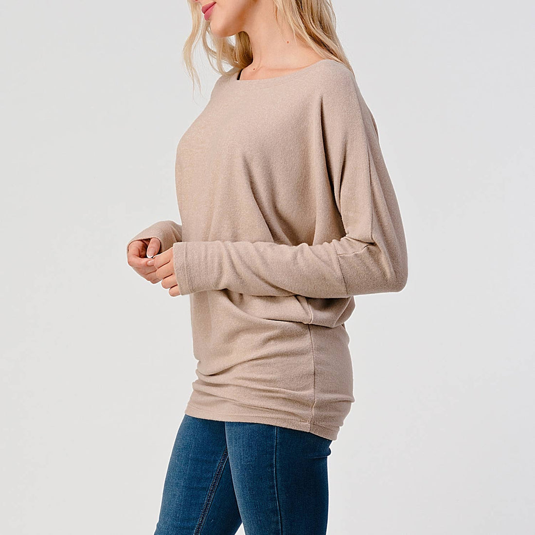 Round Neck Brushed Knit Longsleeve Dolman