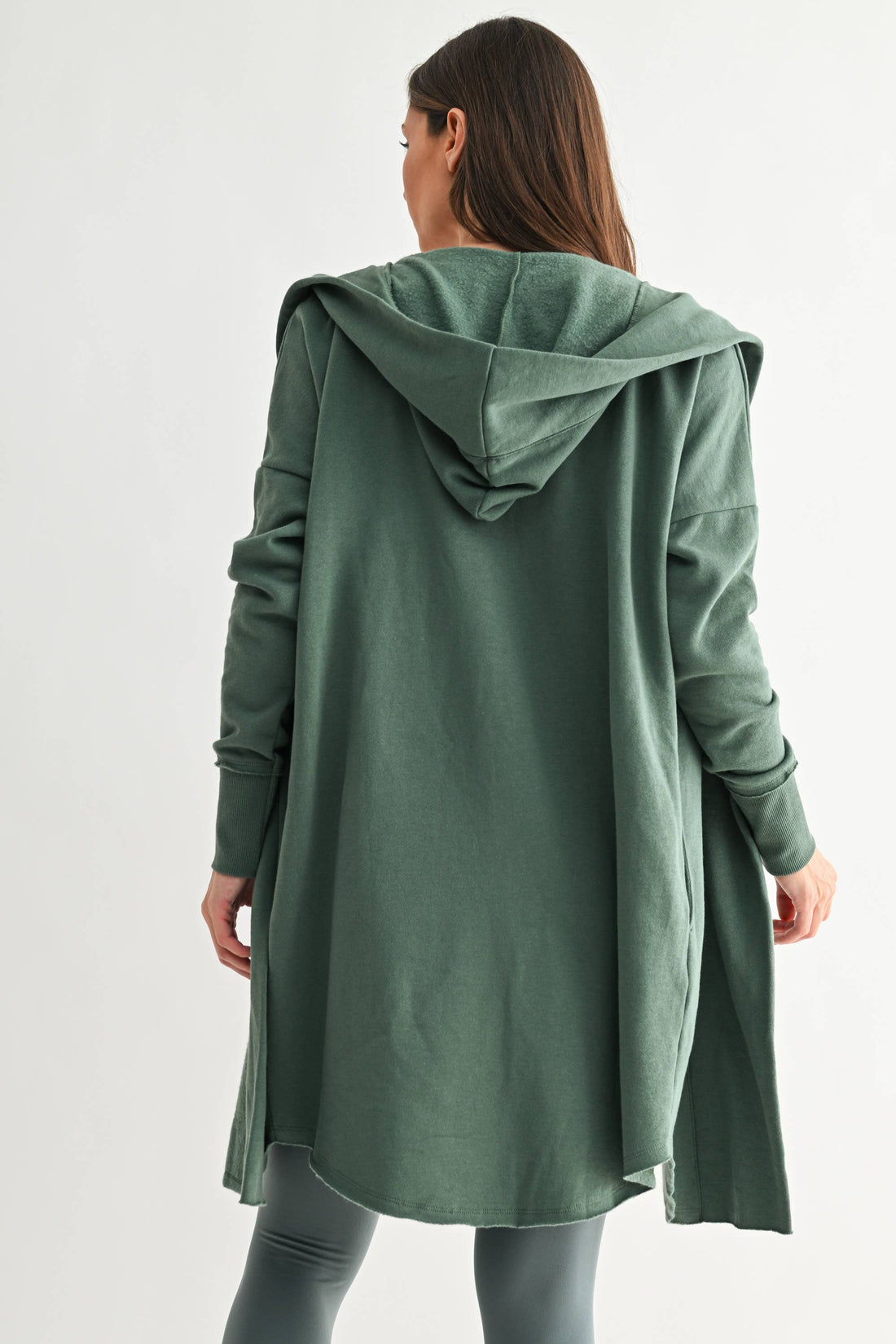 Open Front Longline Hoodie Cardigan