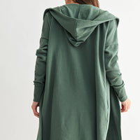 Open Front Longline Hoodie Cardigan