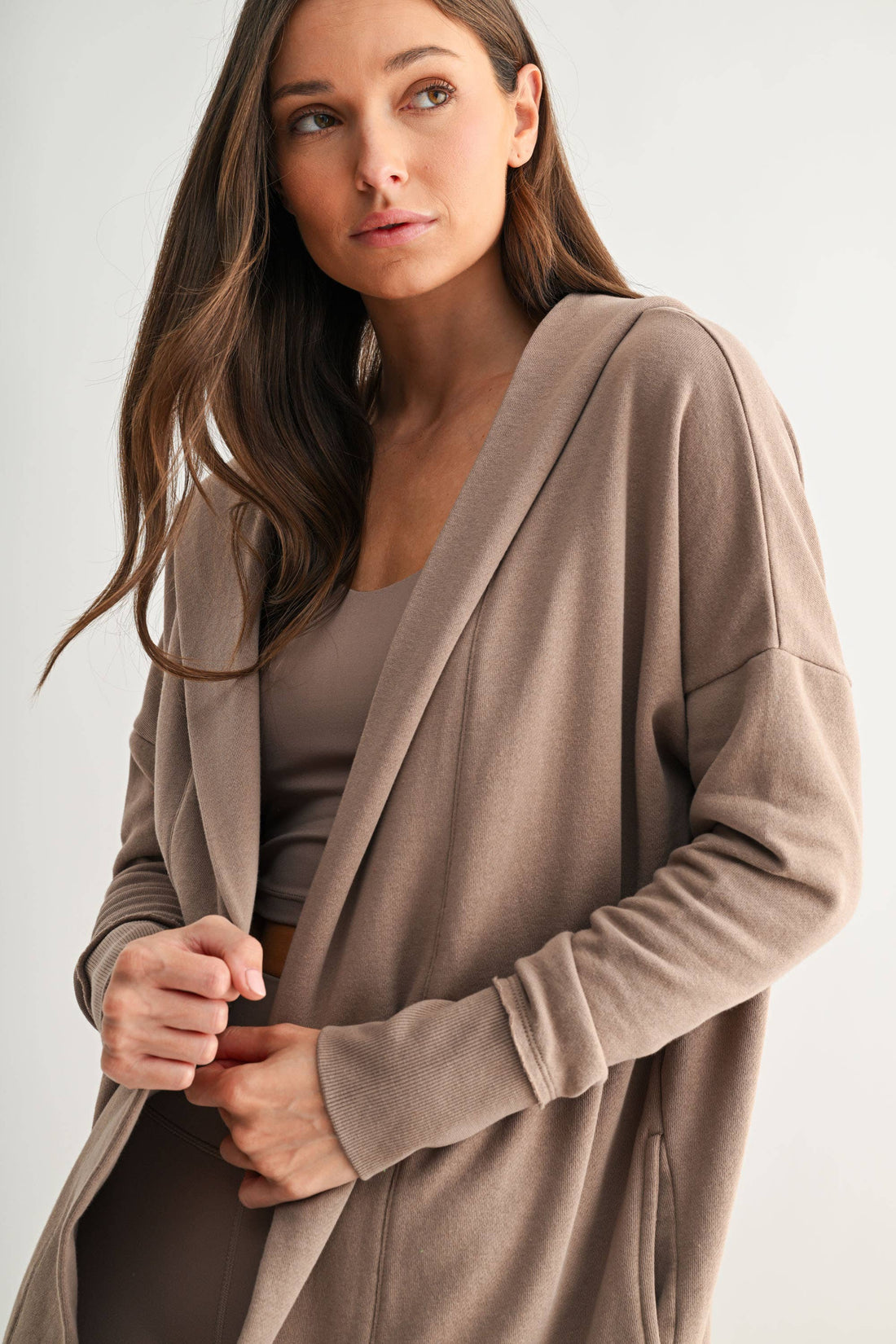 Open Front Longline Hoodie Cardigan