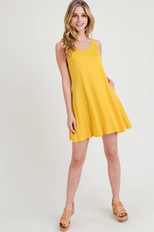 Twist Strap Low Back Dress with Pockets