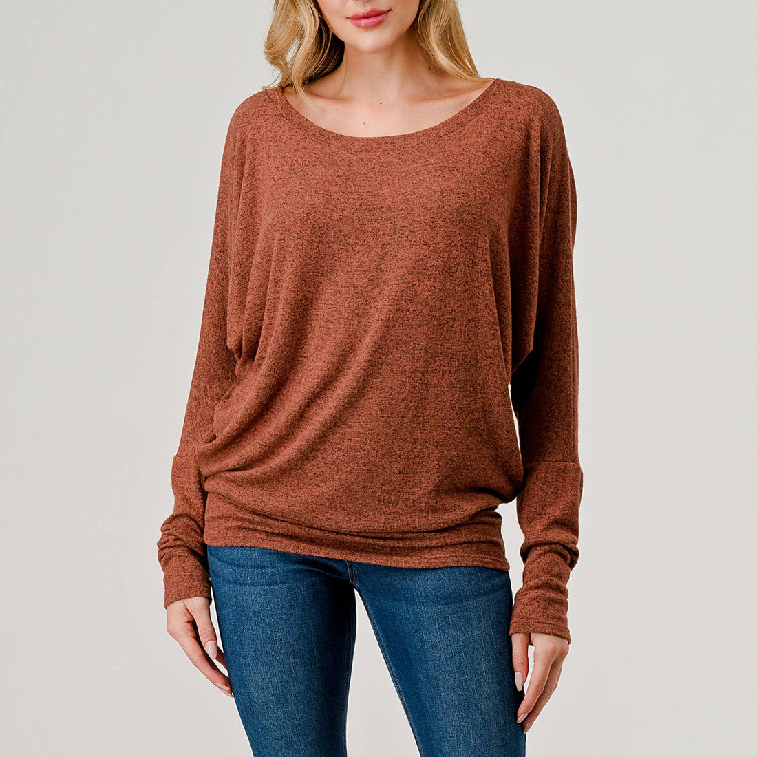 Round Neck Brushed Knit Longsleeve Dolman