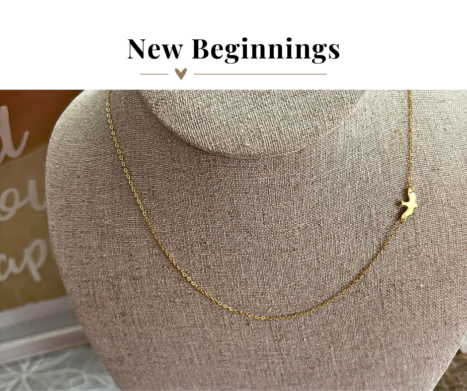 New Beginnings Flying Bird Necklace in Silver and Gold