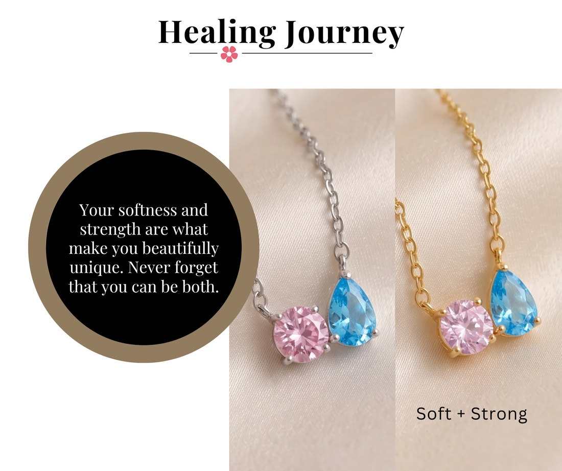 P + P Soft + Strong Pink and Blue Zircon Gemstone Necklace