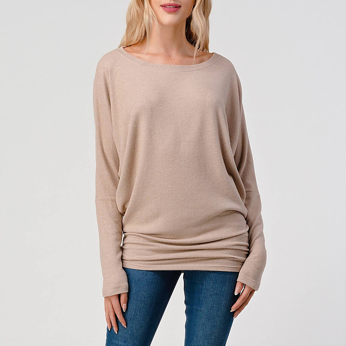 Round Neck Brushed Knit Longsleeve Dolman