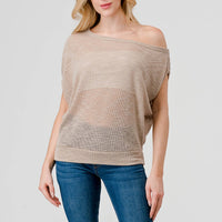 Off-Shoulder Knitted Short Sleeve Dolman