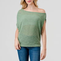 Off-Shoulder Knitted Short Sleeve Dolman