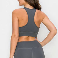 Deep V-Neck Mesh Activewear Sports Bra