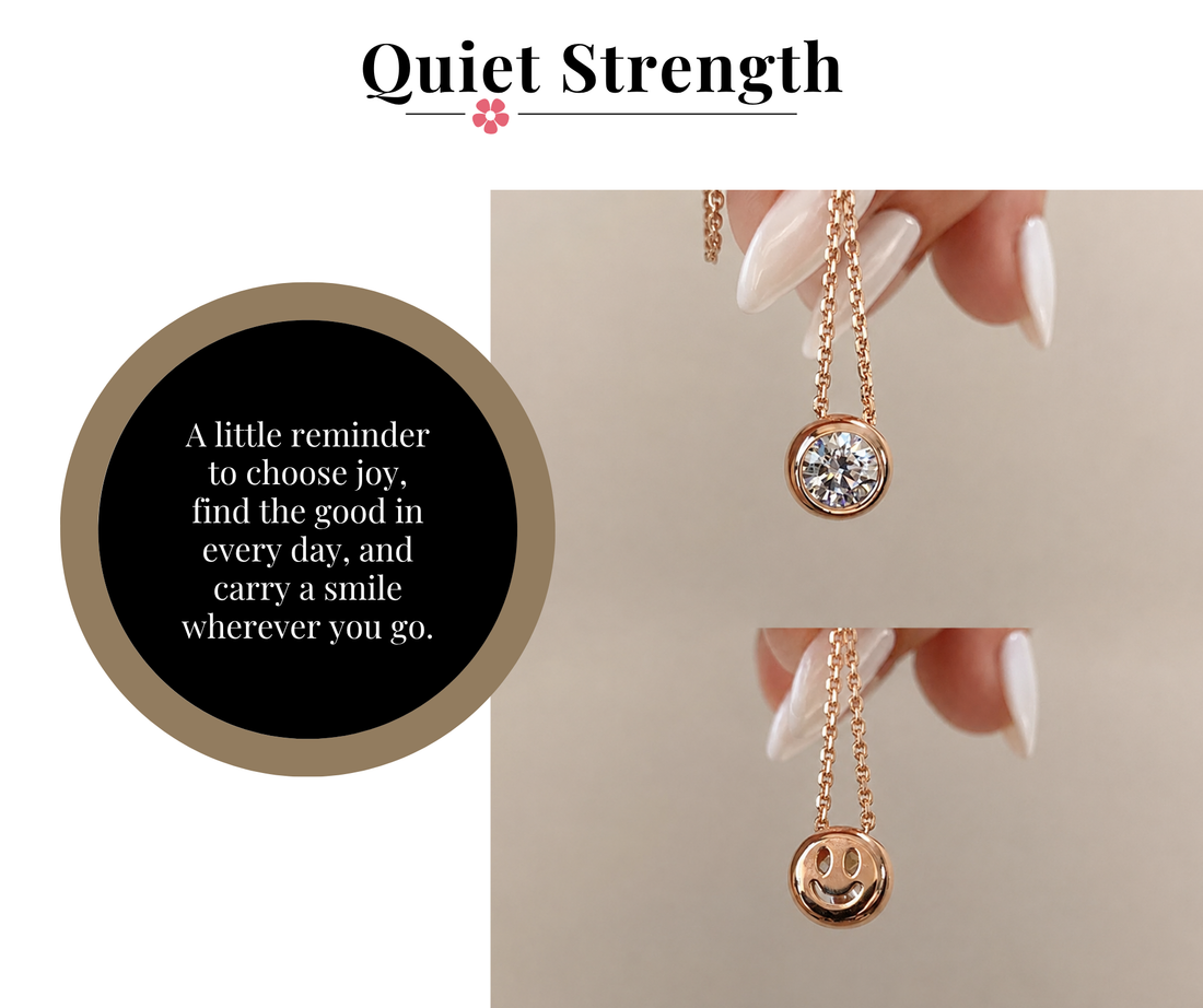 Choose Joy Reversible Smiley Face Necklace in Gold