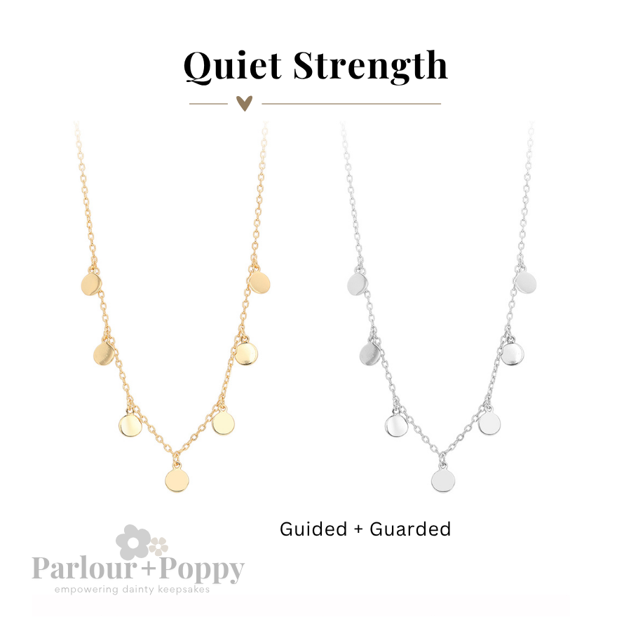 Quiet Strength Guarded and Guided Dainty Medallion Necklace in Silver and Gold