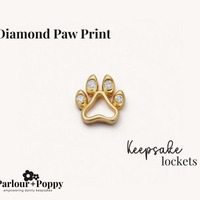 Diamond Paw Print Charm