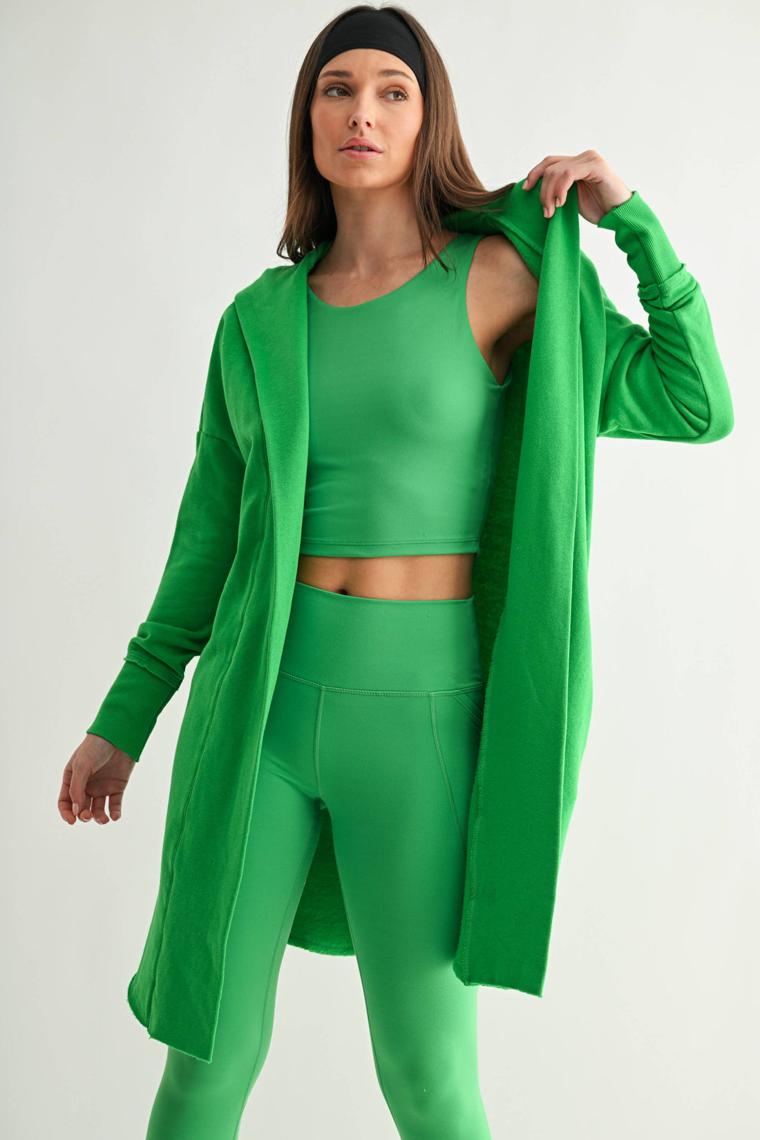 Open Front Longline Hoodie Cardigan