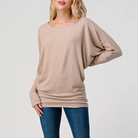Round Neck Brushed Knit Longsleeve Dolman