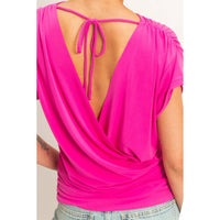 Cowl Back Draped Cap Sleeve Top