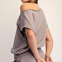 French Terry Off the Shoulder Top