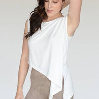 Asymmetrical Hem Knit Athleisure Top