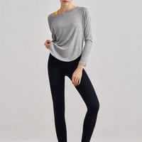 Ianna Boat Neck Relaxed Fit Long Sleeve