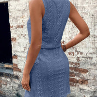 Sleeveless Lace Drawstring Dress