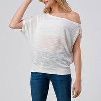 Off-Shoulder Knitted Short Sleeve Dolman