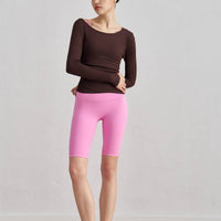 Julia Side Ruched Ribbed Long Sleeve Top