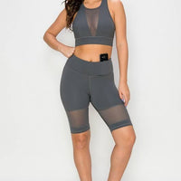 Deep V-Neck Mesh Activewear Sports Bra