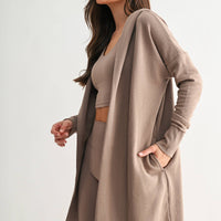 Open Front Longline Hoodie Cardigan