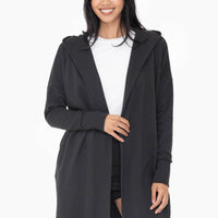 Open Front Longline Hoodie Cardigan
