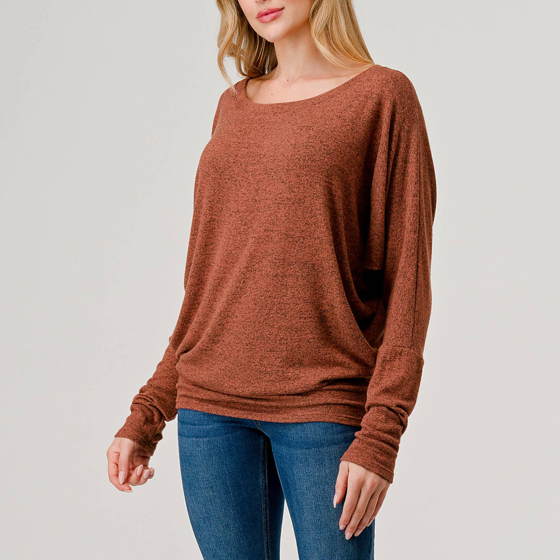 Round Neck Brushed Knit Longsleeve Dolman