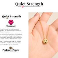 Choose Joy Reversible Smiley Face Necklace in Gold