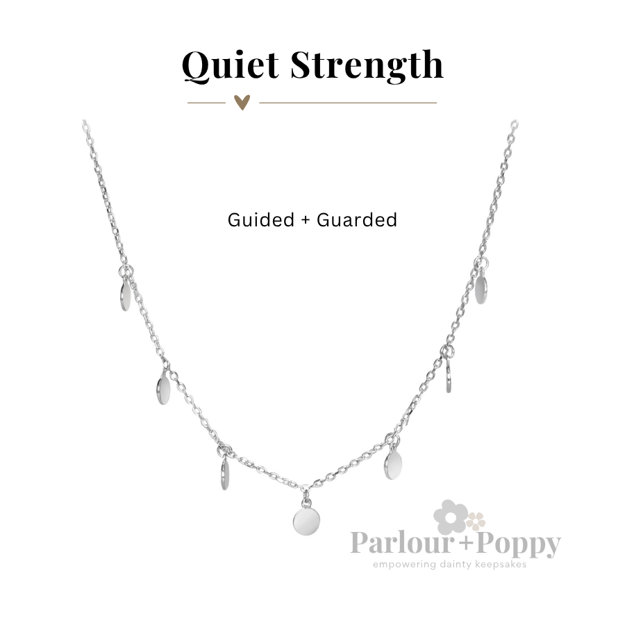 Quiet Strength Guarded and Guided Dainty Medallion Necklace in Silver and Gold