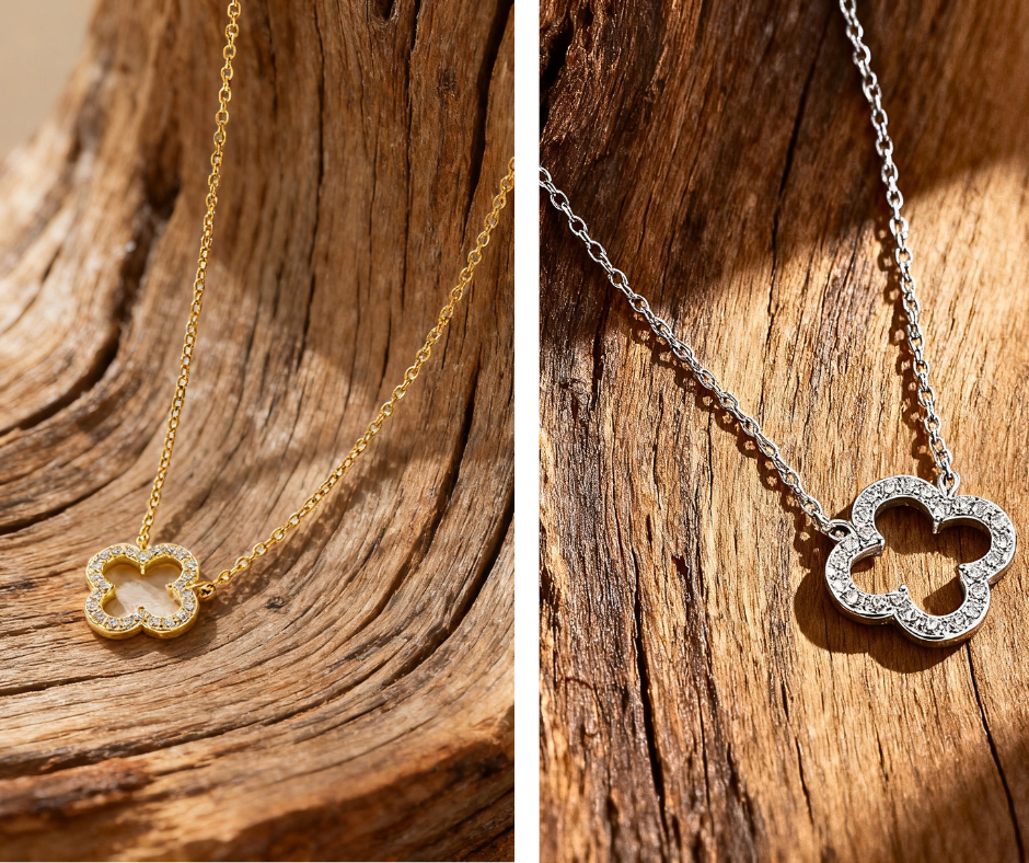 Manifesting Magic A Little Luck Clover Necklace in Silver and Gold
