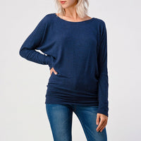 Round Neck Brushed Knit Longsleeve Dolman