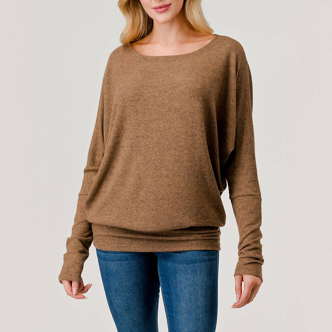 Round Neck Brushed Knit Longsleeve Dolman