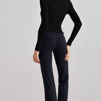 Julia Side Ruched Ribbed Long Sleeve Top