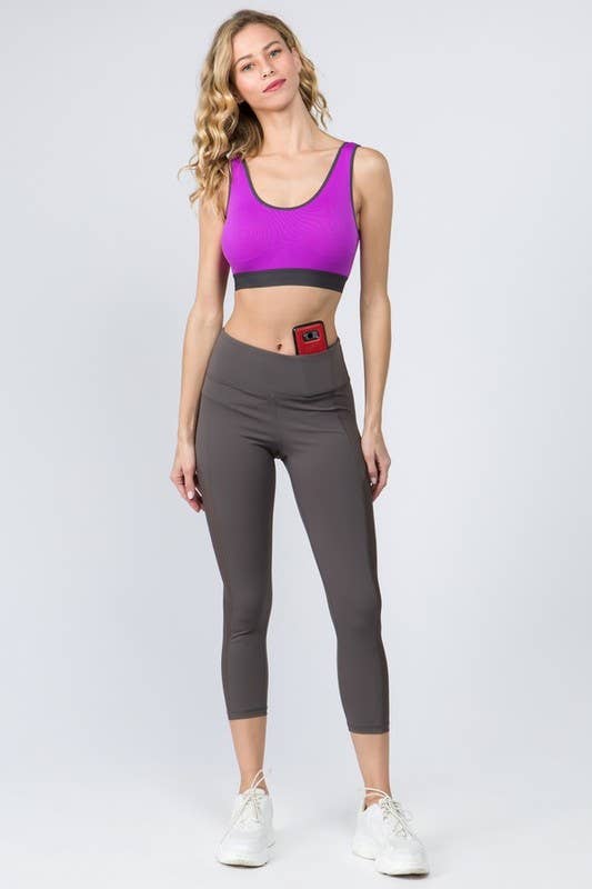 Mesh Side Workout Capri Wt/Pocket
