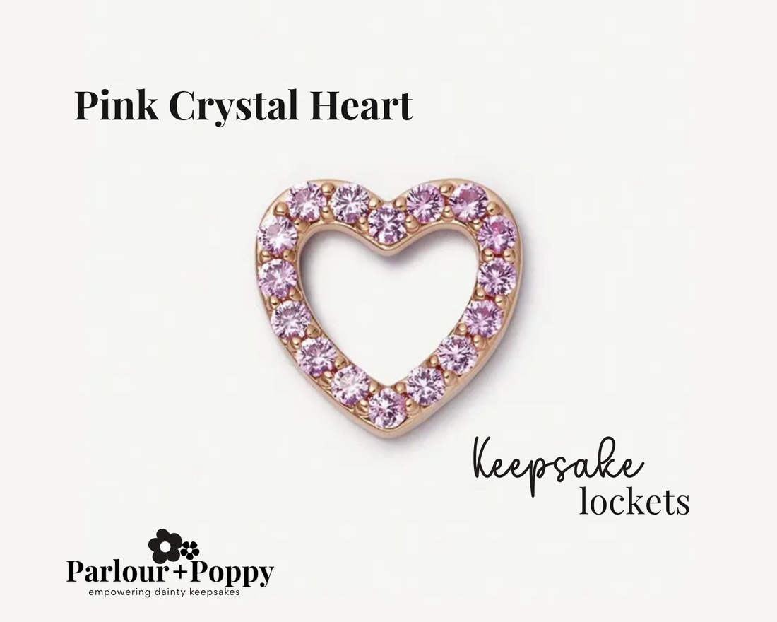 Pink Crystal Heart Charm